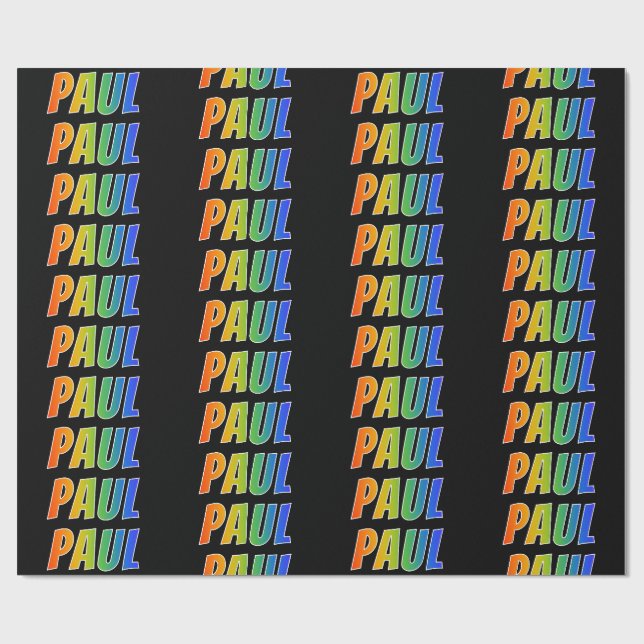 Rainbow First Name "PAUL"; Fun & Colourful Wrapping Paper (Flat)