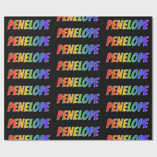Rainbow First Name "PENELOPE"; Fun & Colourful Wrapping Paper