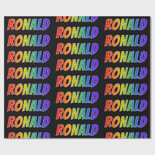 Rainbow First Name "RONALD"; Fun & Colourful Wrapping Paper