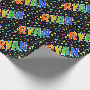 Rainbow First Name "RYAN" + Stars Wrapping Paper