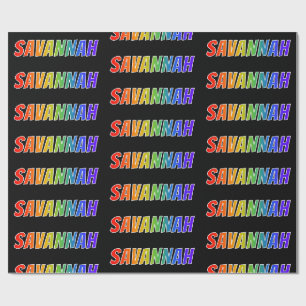 Rainbow First Name "SAVANNAH"; Fun & Colourful Wrapping Paper