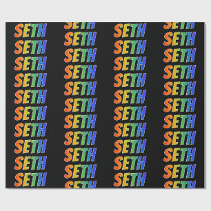 Rainbow First Name "SETH"; Fun & Colourful Wrapping Paper