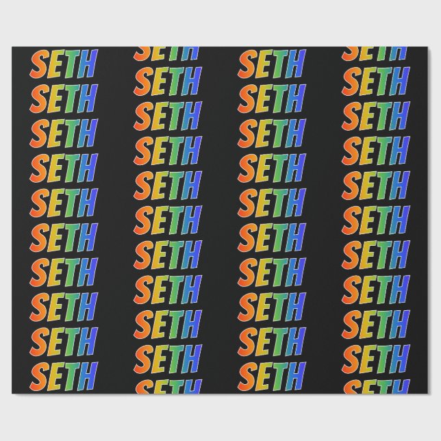 Rainbow First Name "SETH"; Fun & Colourful Wrapping Paper (Flat)
