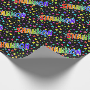 Rainbow First Name "SHANNON" + Stars Wrapping Paper