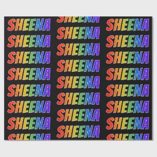 Rainbow First Name "SHEENA"; Fun & Colourful Wrapping Paper