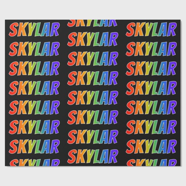 Rainbow First Name "SKYLAR"; Fun & Colourful Wrapping Paper (Flat)