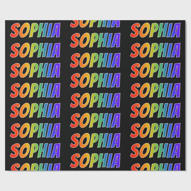 Rainbow First Name "SOPHIA"; Fun & Colourful Wrapping Paper (Flat)