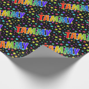 Rainbow First Name "TAMMY" + Stars Wrapping Paper