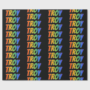 Rainbow First Name "TROY"; Fun & Colourful Wrapping Paper