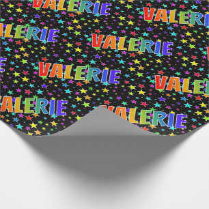 Rainbow First Name "VALERIE" + Stars Wrapping Paper