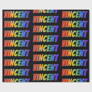 Rainbow First Name "VINCENT"; Fun & Colourful Wrapping Paper