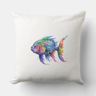 Rainbow Fish 2 Large Throw Pillow