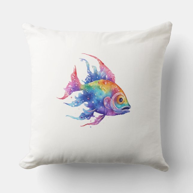 Rainbow Fish 3 Large Throw Pillow (Front)