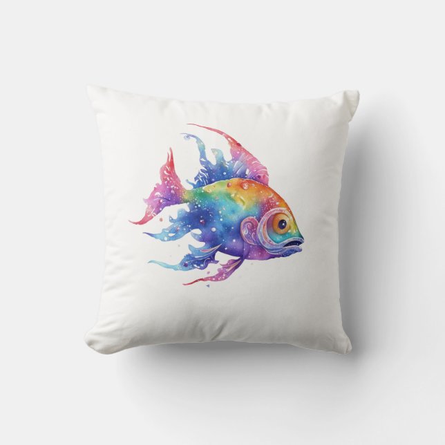 Rainbow Fish 3 Small Throw Pillow (Front)