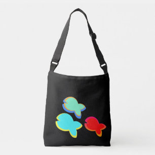 Rainbow Fish Black Crossbody Bag