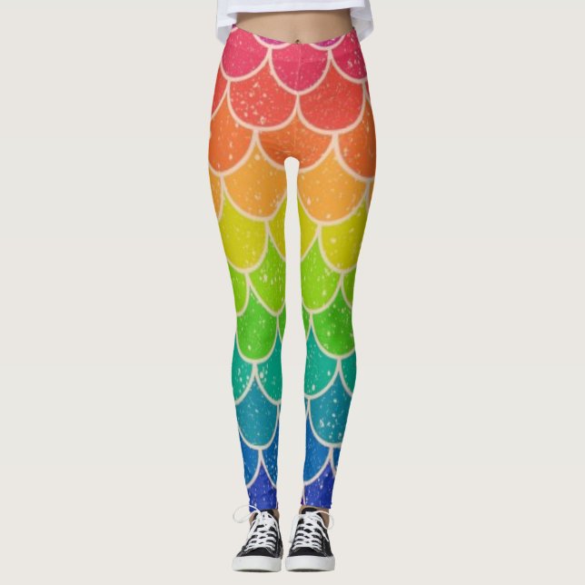 Rainbow Fish / Dragon / Dino Scales Leggings Pride (Front)