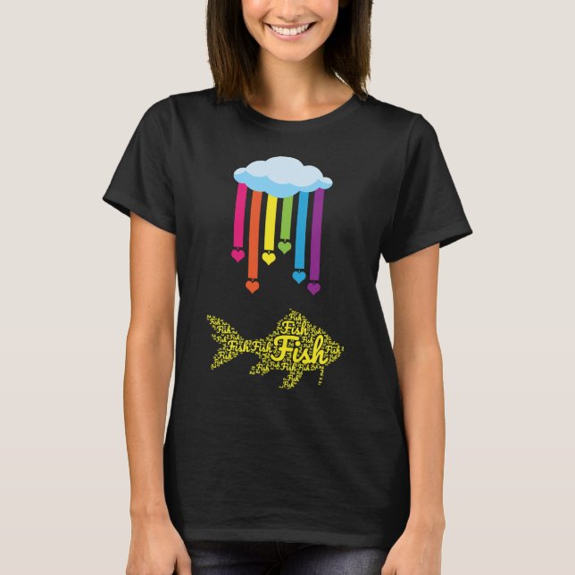 Rainbow Fish Fish Rainbow Heart Loves Animals For  T-Shirt (Front)
