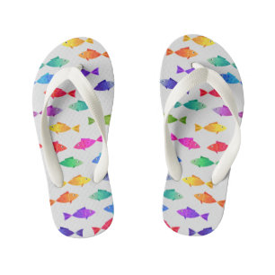 Rainbow fish in ocean cute colourful pattern kid's flip flops