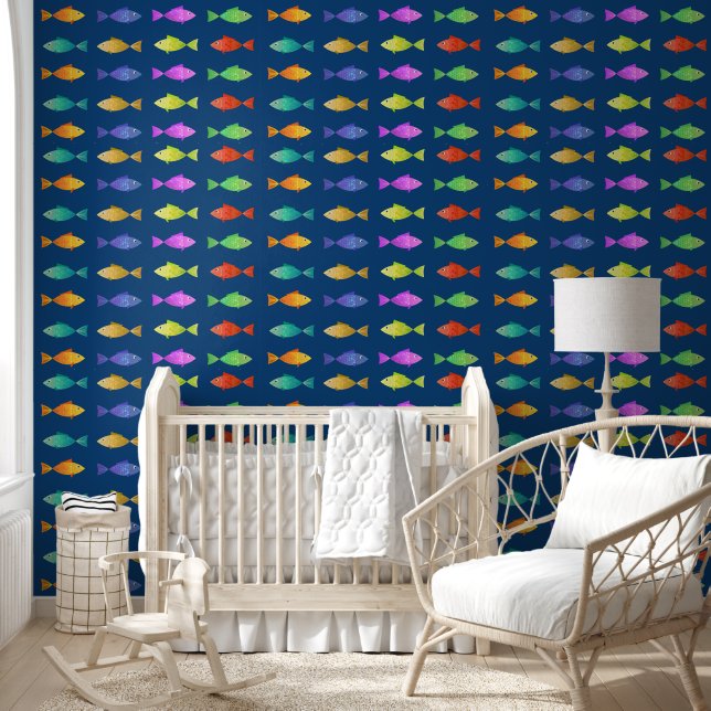 Rainbow fish in ocean kids wallpaper (Kids)