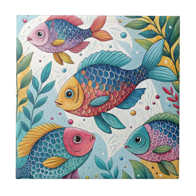 Rainbow Fish in Underwater Tile (Front)