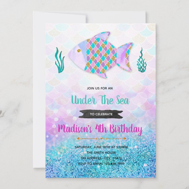 Rainbow Fish party invitation (Front)