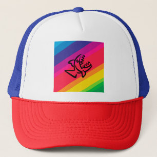 Rainbow fish trucker hat