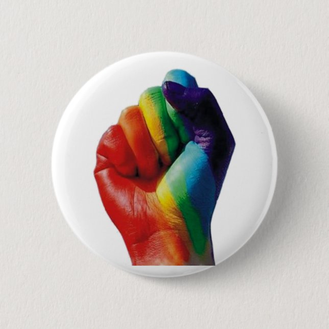 Rainbow Fist 2 Inch Round Button (Front)