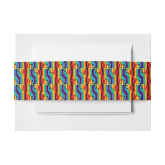 Rainbow Fist Pattern Invitation Belly Band (Front Example)