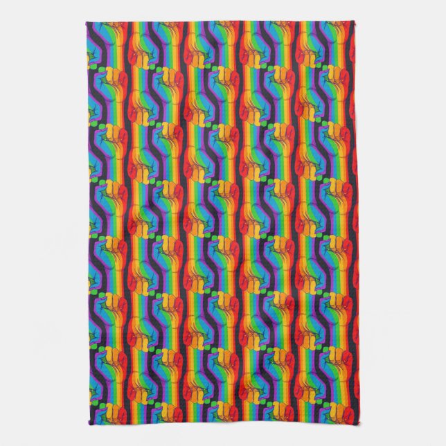 Rainbow Fist Pattern Kitchen Towel (Vertical)