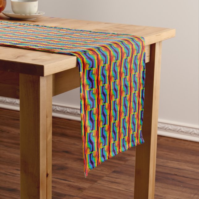 Rainbow Fist Pattern Short Table Runner (In Situ)