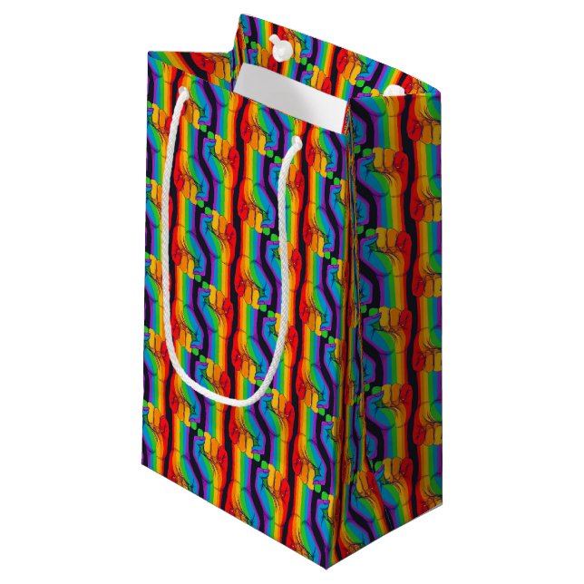 Rainbow Fist Pattern Small Gift Bag (Front Angled)