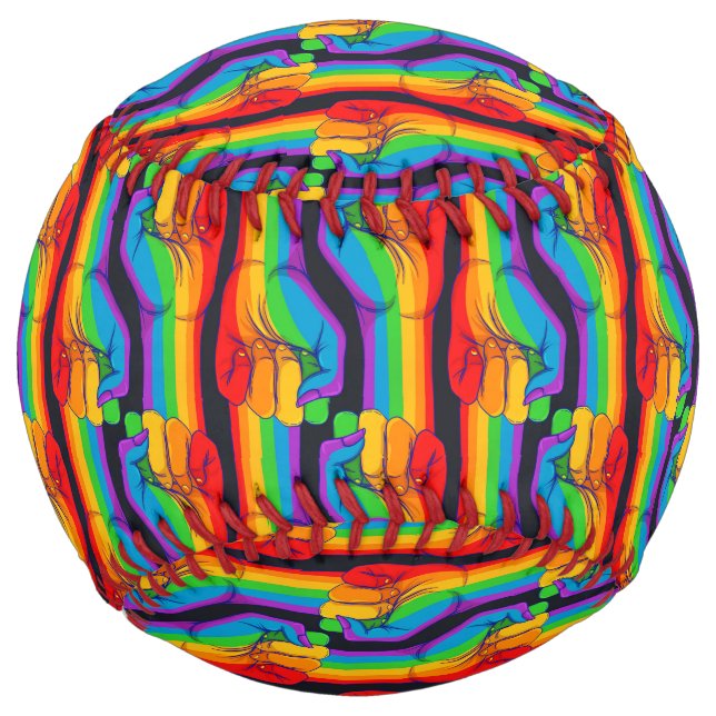 Rainbow Fist Pattern Softball (Front)