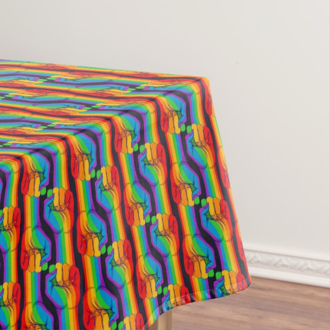 Rainbow Fist Pattern Tablecloth (In Situ)