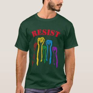 Rainbow Fists Gay Pride Protest RESIST T-Shirt