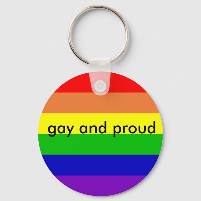 rainbow_flag_1024_768, gay and proud keychain (Front)