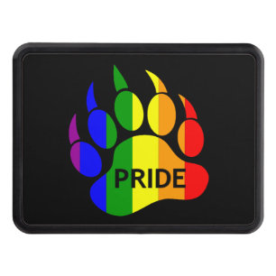 Rainbow Flag Bear Paw Gay Pride Trailer Hitch Cover