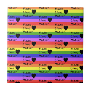 Rainbow Flag Black Lives Matter Text LGBTQ Tile