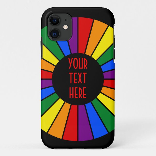 RAINBOW FLAG BUTTON RAYS + your sign or text Case-Mate iPhone Case (Back)
