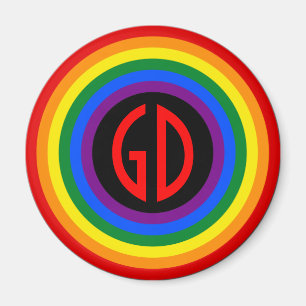 RAINBOW FLAG BUTTON + your sign or monogram Magnet