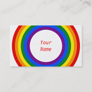 RAINBOW FLAG BUTTON + your sign or text Business Card