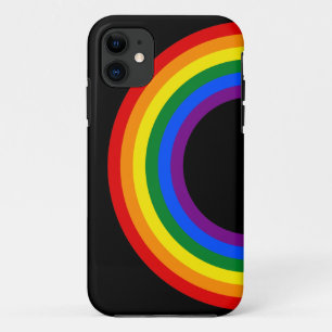 RAINBOW FLAG BUTTON + your sign or text iPhone 11 Case