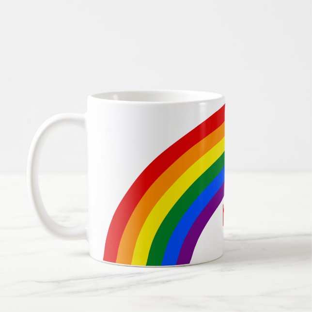 RAINBOW FLAG BUTTON + your sign or text Coffee Mug (Left)