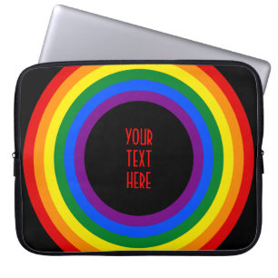 RAINBOW FLAG BUTTON + your sign or text Laptop Sleeve