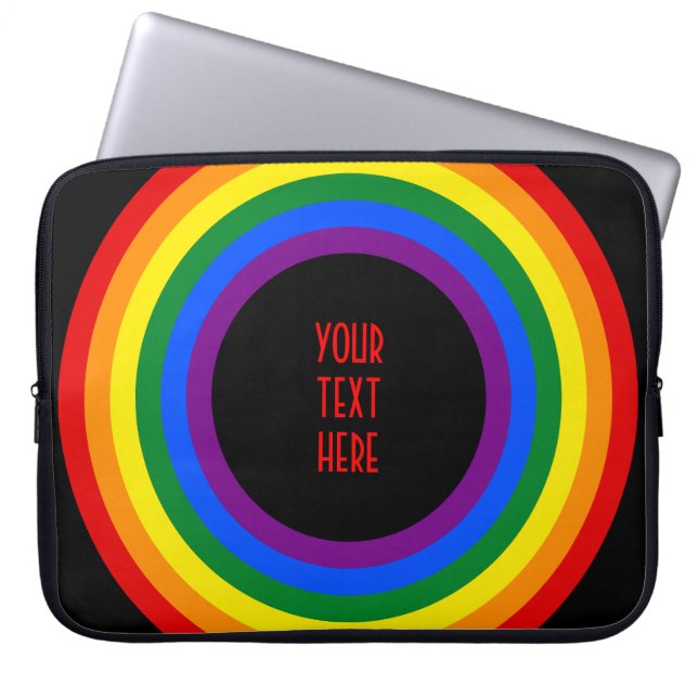 RAINBOW FLAG BUTTON + your sign or text Laptop Sleeve (Front)