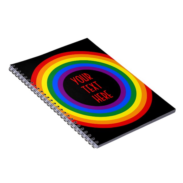 RAINBOW FLAG BUTTON + your sign or text Notebook (Right Side)