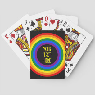 RAINBOW FLAG BUTTON + your sign or text Playing Cards