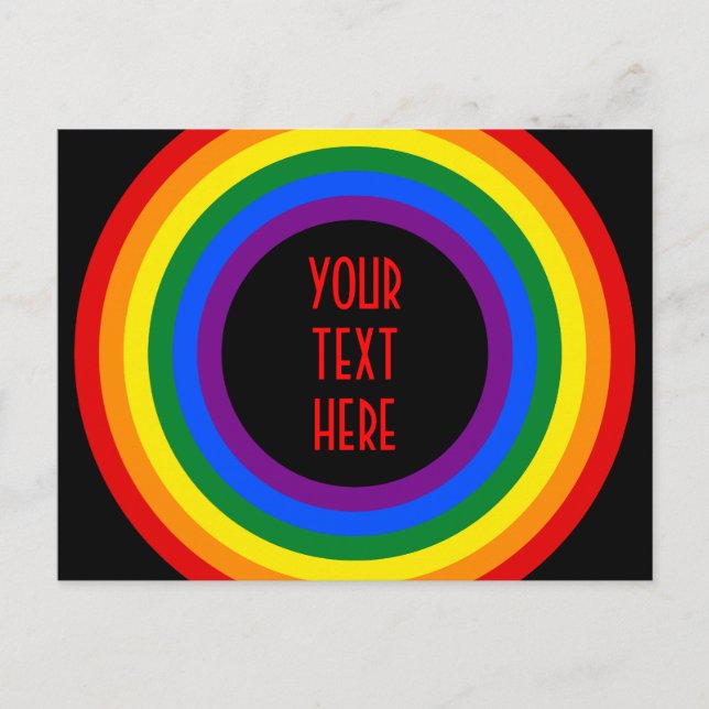 RAINBOW FLAG BUTTON + your sign or text Postcard (Front)