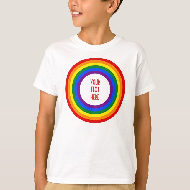 RAINBOW FLAG BUTTON + your sign or text T-Shirt (Front)