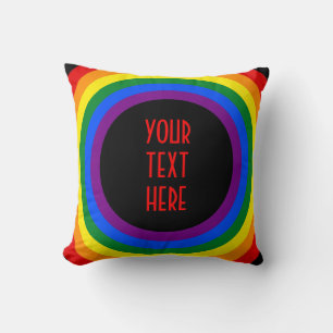 RAINBOW FLAG BUTTON + your sign or text Throw Pillow
