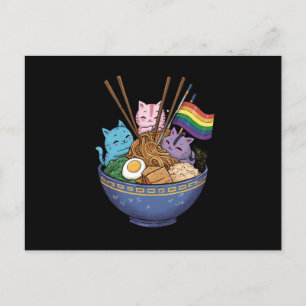 Rainbow Flag Cats Ramen Anime Gay Pride Month LGBT Postcard